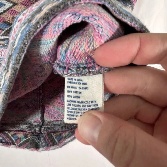 American Eagle Skirt Women's 8 Grey Pink Aztec Pattern Zip Elastic Waist - Picture 4 of 8